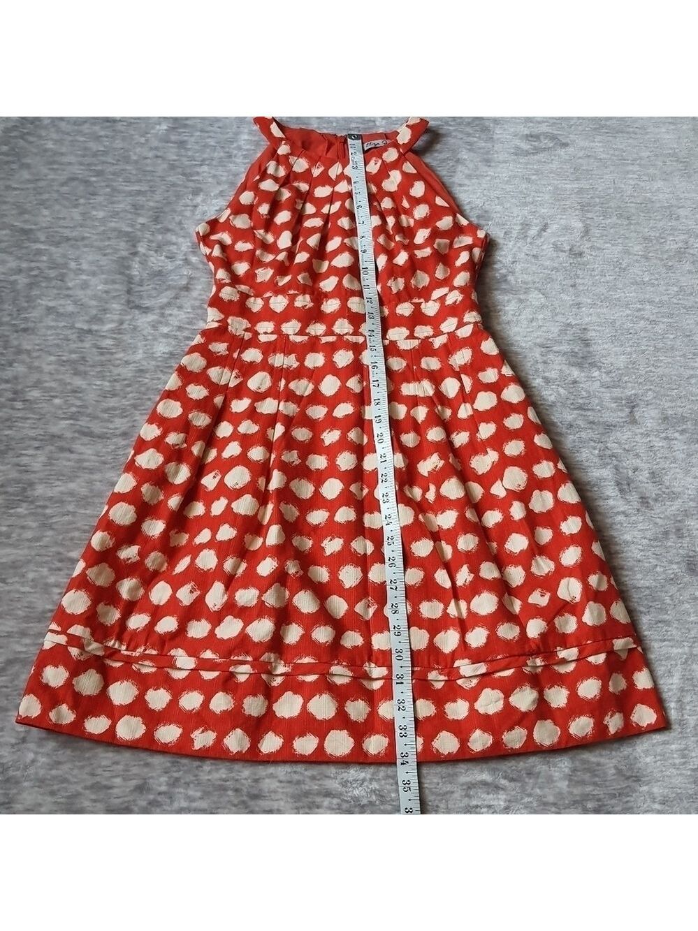 Eliza J. Polka Dot Orange Sleeveless Fit and Flare Dress Size 4P #EJ3P4559 - Picture 10 of 13